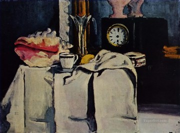  negro Pintura al %C3%B3leo - El reloj de mármol negro Paul Cezanne
